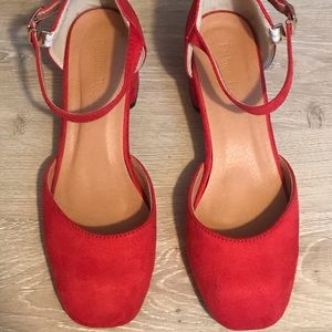 red low heel with strap